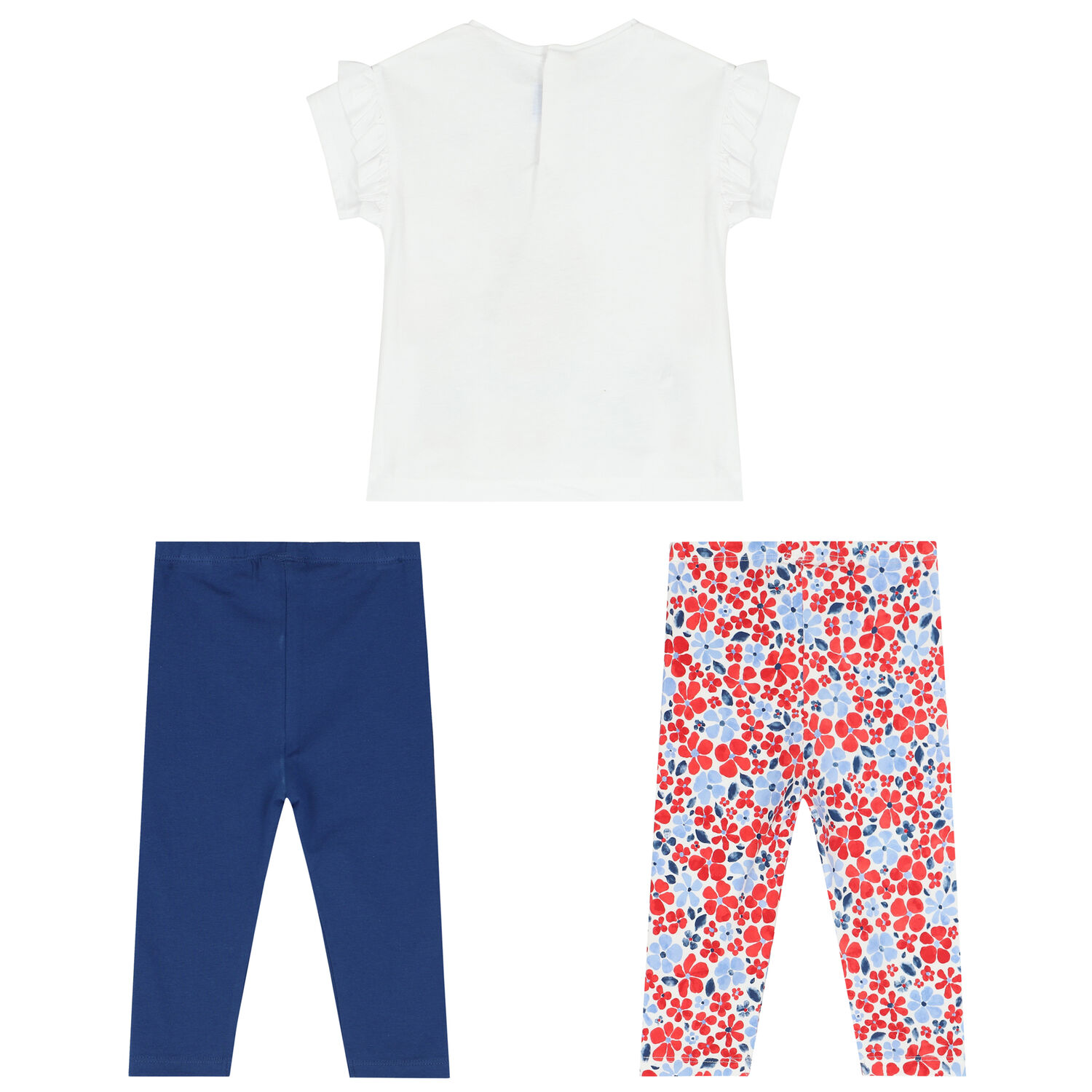 Younger Girls White, Blue & Red Leggings Set, 1, hi-res image number null